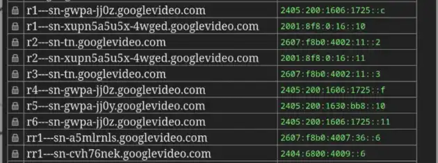 YouTube domains as seen in IPvFoo